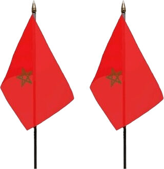 Marokko - 2x - mini vlaggetje van 10 x 15 cm op stokje - Landen vlag - H27 cm