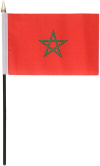 Marokko - mini vlaggetje van 10 x 15 cm op stokje - Landen vlag - H27 cm