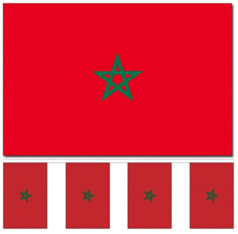 Marokko versiering/feestartikelen set - vlag 90 x 150 cm - vlaggenlijn van 300 cm - landen