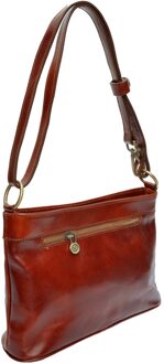 Maroon Leer Handtas Kastanjebruin - One Size