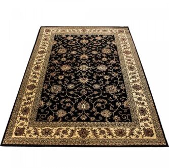 Marrakesh Nimrud Oosters Vloerkleed Zwart Laagpolig - 160x230 CM