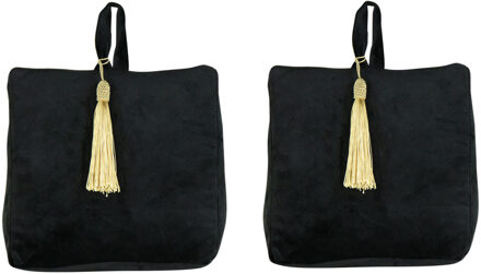 Mars & More Deurstopper - 2x - fluweel - zwart kleurig - 17 x 10 x 18 cm - voor binnen deuren