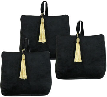 Mars & More Deurstopper - 3x - fluweel - zwart kleurig - 17 x 10 x 18 cm - voor binnen deuren
