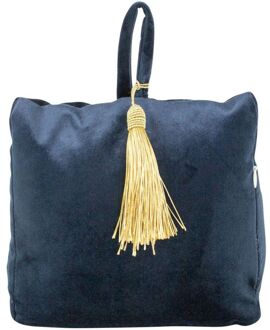 Mars & More Deurstopper - fluweel - navy - 18 cm - Deurstoppers Blauw