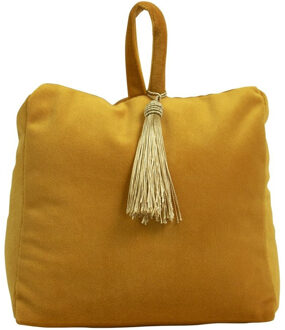 Mars & More Deurstopper - fluweel - okergeel kleurig - 17 x 10 x 18 cm - voor binnen deuren