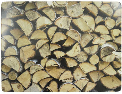 Mars & More Rechthoekige placemat openhaard hout print kurk 30 x 40 cm