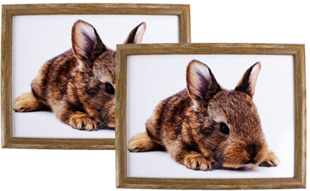 Mars & More Schoot kussen/laptoptray - 2x - konijn print - 43 x 33 cm - dienblad - voor op schoot