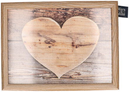 Mars & More Schootkussen - hart houtprint - laptray - 43 x 33 cm