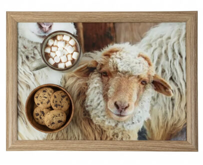 Mars & More Schootkussen - schaapjes beige print - 43 x 33 cm