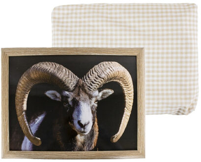Mars & More Schoottafel kussen - laptray - schaap met hoorns - 33 x 43 cm