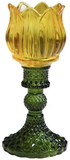 Mars & More Theelichthouder Tulp glas geel 17cm