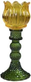 Mars & More Theelichthouder Tulp glas geel 19cm
