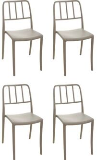 Marseille Zand Set 4x Stevige Comfortabele Tuinstoelen - Stapelbaar Beige