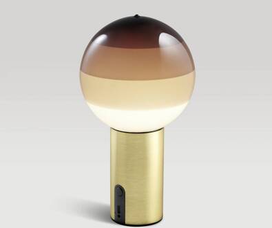 Marset Accu-tafellamp Dipping Light, bruin/messing, dimbaar bruin, messing