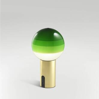 Marset Accu-tafellamp Dipping Light, groen/messing groen, geborsteld messing