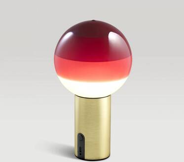 Marset Accu-tafellamp Dipping Light, rood/messing, dimbaar bordeauxrood, messing