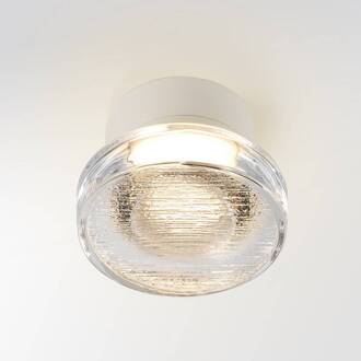 Marset LED buiten wandlamp Roc, Ø 14 cm, wit/doorschijnend wit, doorschijnend