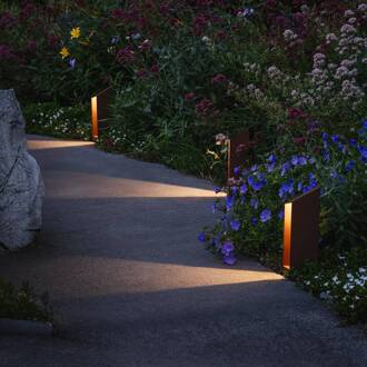 Marset LED sokkellamp Domus hoogte 26 cm, roestbruin aluminium