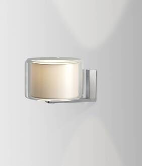 Marset Mercer A wandlamp van glas en polyester parelwit, chroom
