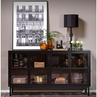 Marshall houten vitrinekast zwart - 160 x 88 cm