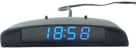 Marsnaska Car Auto Digitale Led Elektronische Klok + Thermometer + Voltmeter 3 In 1 Drie Kleuren Blauw
