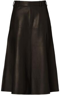 Mart Visser Delilah Leren Rok Donkerbruin - EU 48 / UK 20