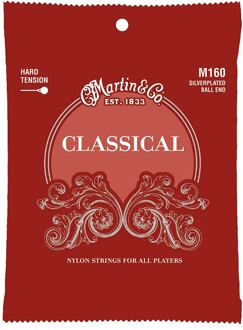 Martin M160 snarenset voor klassieke gitaar snarenset voor klassieke gitaar, silver wound & clear nylon, ball end, 28-43