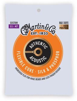 Martin MA130FX snarenset voor akoestische gitaar snarenset voor akoestische gitaar, silk & phosphor bronze, custom, 11-47