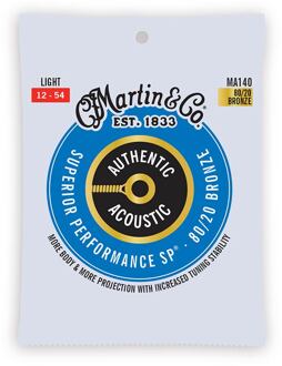 Martin MA140 snarenset voor akoestische gitaar snarenset voor akoestische gitaar, 80/20 bronze, light, 12-54