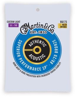 Martin MA175 snarenset voor akoestische gitaar snarenset voor akoestische gitaar, 80/20 bronze, custom light, 11-52