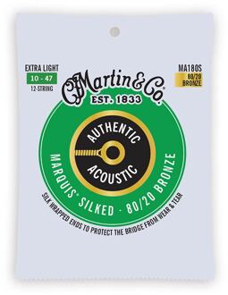 Martin MA180S snarenset voor akoestische gitaar snarenset voor akoestische gitaar, 12-snarig, 80/20 bronze, extra light, 10-47
