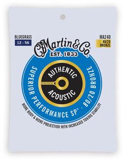 Martin MA240 snarenset voor akoestische gitaar snarenset voor akoestische gitaar, 80/20 bronze, Bluegrass, 12-56
