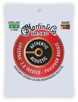 Martin MA500T snarenset voor akoestische gitaar snarenset voor akoestische gitaar, 12-snarig, bronze, extra light, 10-47