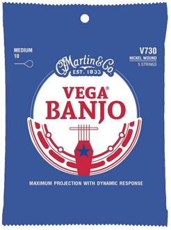 Martin V730 snarenset voor 5-snarige banjo snarenset voor 5-snarige banjo, medium, 010-012-016-023-010