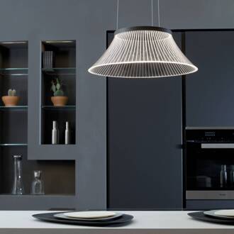 Martinelli Luce LED hanglamp Plissé, kap lasergegraveerd transparant, zwart