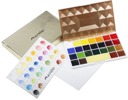 Martini Effen Aquarel Verf Set 25 Kleur Effen Kleur Aquarel Verf Kleine Gouden Doos Water Kleur Blok Handgeschilderde verf