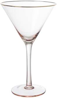 Martiniglas roze gouden rand - glas - 220 ml