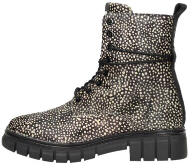 Maruti Tyler dames veterboot - Zwart wit - Maat 36