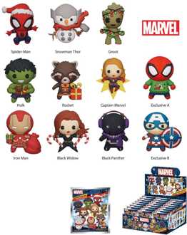 Marvel 3D PVC Bag Clips Marvel Christmas Series 1 Display (24)