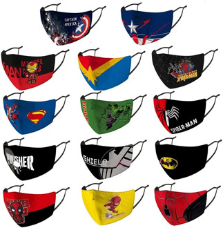 MARVEL adult kid filter masks hero Spiderman Iron Man Captain cosplay face-mask washable protect anti-dust warm mouth mask