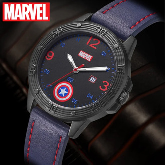 MARVEL Avengers Captain America Boy Super Hero Dream Best Gift Calendar Luminous Hands Waterproof Watch Child Love Leather Clock