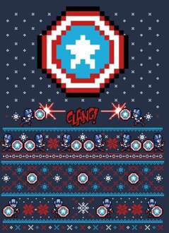 Marvel Avengers Captain America Pixel Art Dames kersttrui - Navy - L
