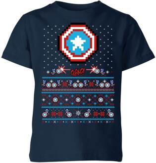 Marvel Avengers Captain America Pixel Art Kinder T-Shirt - Navy - 122/128 (7-8 jaar) - M