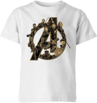 Marvel Avengers Infinity War Avengers Logo Kinder T-shirt - Wit - 134/140 (9-10 jaar)