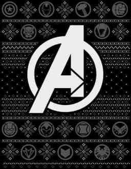 Marvel Avengers Logo kerst T-shirt - Zwart - 3XL