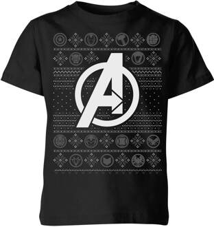 Marvel Avengers Logo Kinder T-Shirt - Zwart - 146/152 (11-12 jaar) - XL
