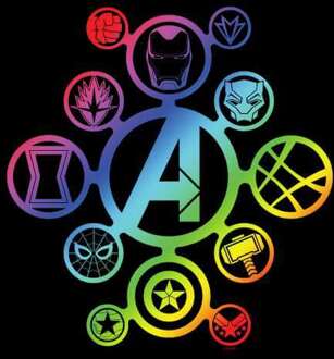 Marvel Avengers Rainbow Icon T-shirt - Zwart - 3XL