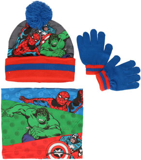 Marvel Avengers winterset 3-delig - muts/handschoenen/nek warmer - blauw/rood/groen - voor kinderen