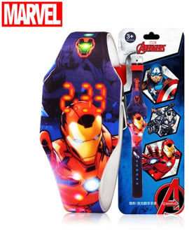 Marvel Avengers Young Men Digital Watches Silicone Band Shine Luminous Light Watch Children Student Clocks Iron Man Super Hero