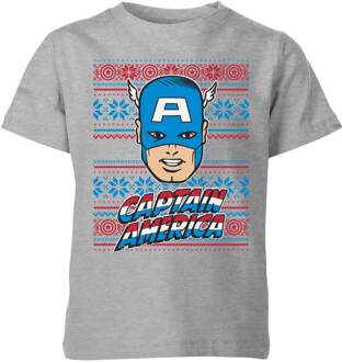 Marvel Captain America Face kinder kerst t-shirt - Grijs - 122/128 (7-8 jaar) - Grijs - M